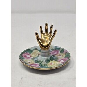 Vintage NIPPON HAND RING HOLDER DISH Gold Moriage Gilt China